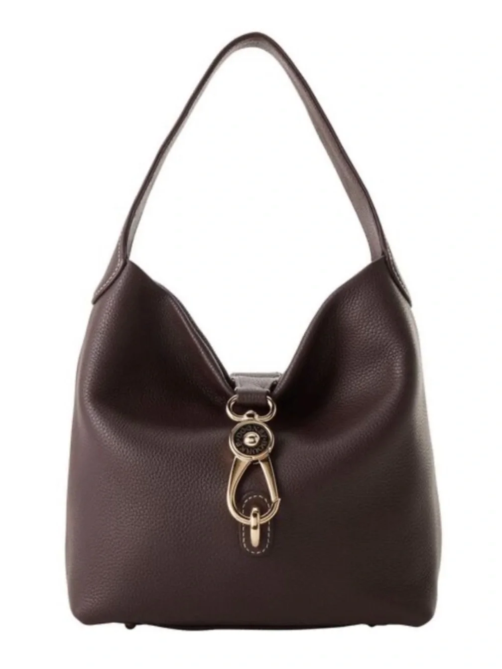 Dooney & Bourke‎ chocolate Brown pebbled leather logo lick sack hobo bag